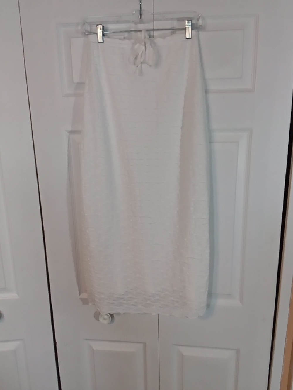 SHEIN White Textured Drawstring Midi Skirt